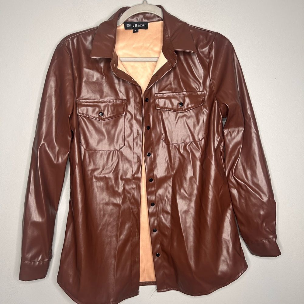 Eilly Bazar Faux Leather Button down shirt